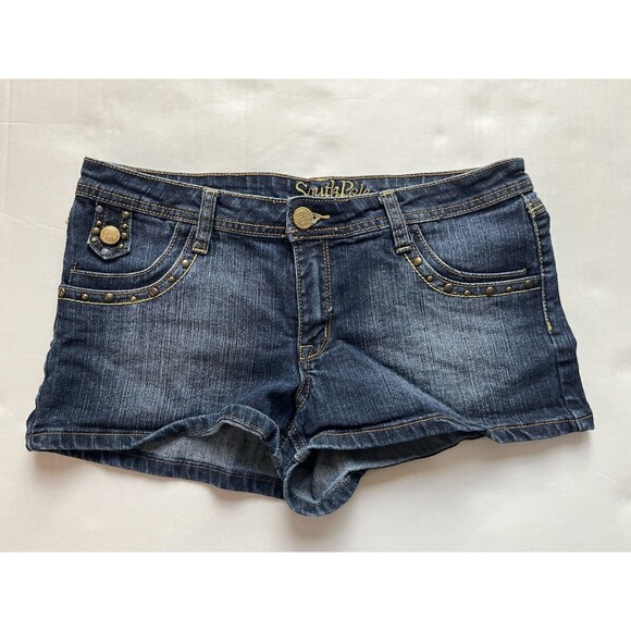 SouthPole Womens Shorts Size 11 Blue Denim Stretch Low Rise - Picture 2 of 7